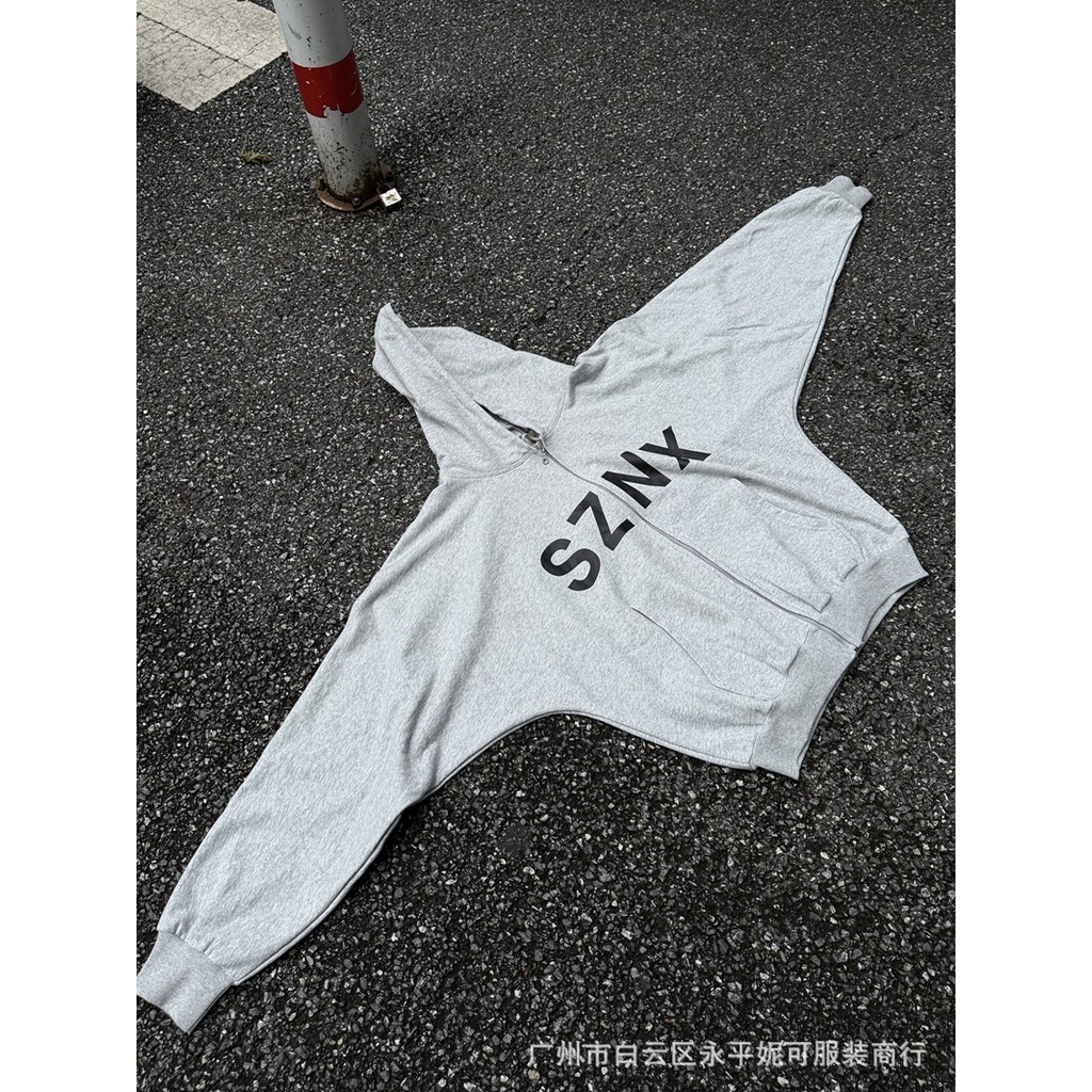 URUM KANYE Big talker SZNX ZIP UP HOODIE Shanghai Concert Loose Gray Zipper Hoodie yzy