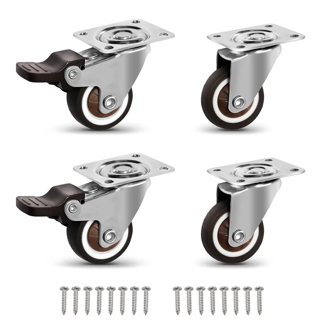 Bộ bánh xe TPR cấu hình thấp Molen 1 "Bộ bánh xe 4. Dành cho hộp nhỏ, nôi em bé, hộp quần áo, hộp đồ