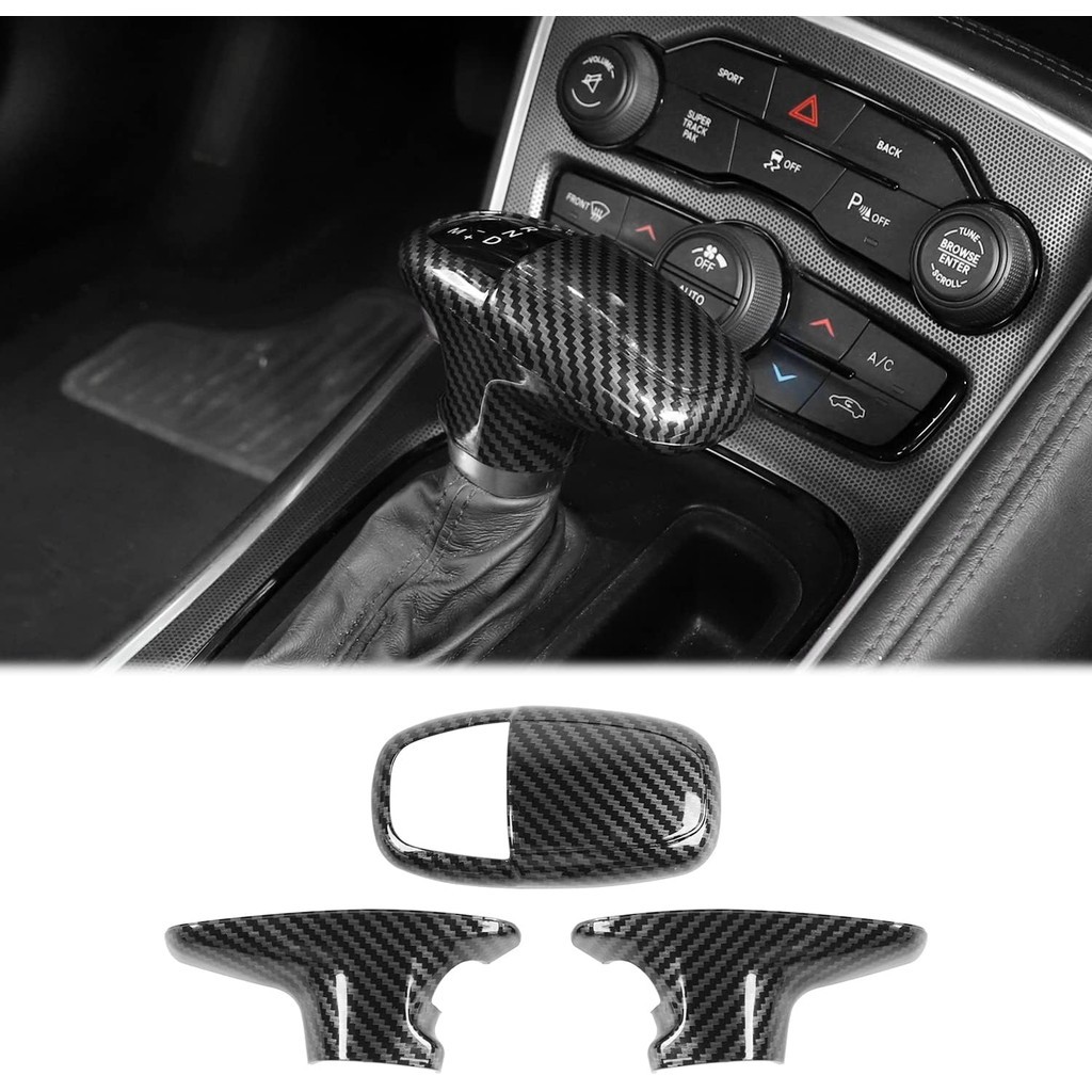 CheroCar cho Dodge Gear Shift Knob Cover Trim Phụ kiện bên trong cho 2015-2022 Dodge Challenger Char