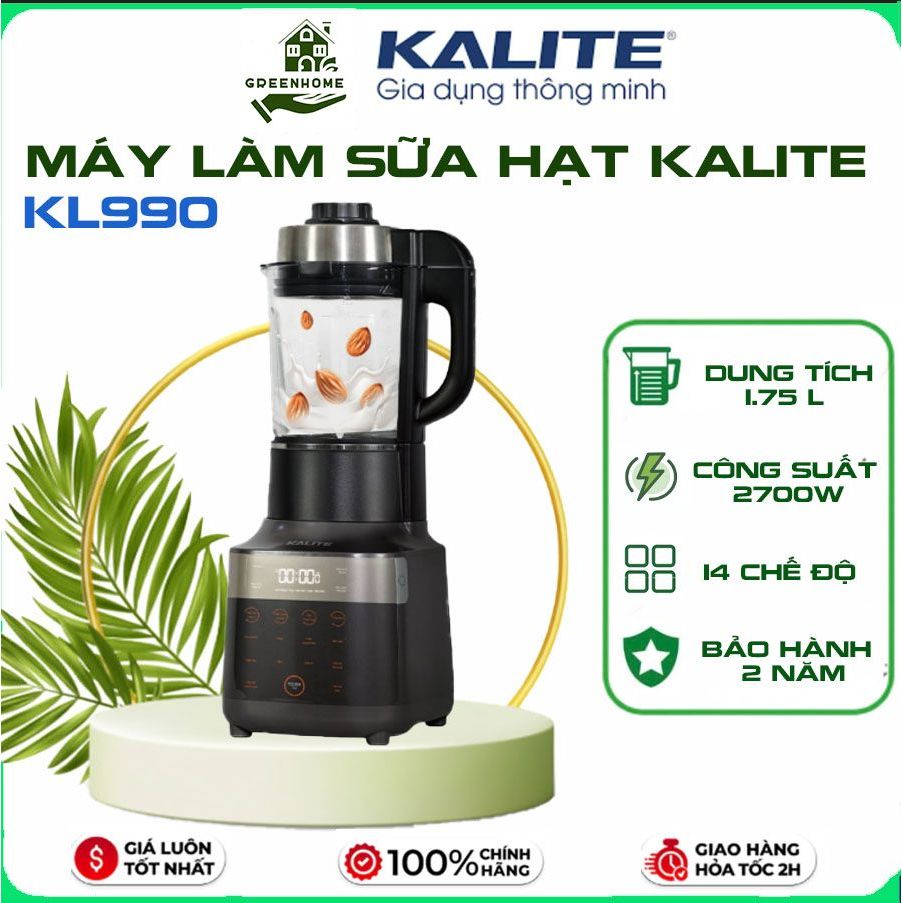 Máy Làm Sữa Hạt Đa Năng Kalite KL990, Công suất 2700W Dung tích 1.75L Công nghệ cảm ứng chống trào, 