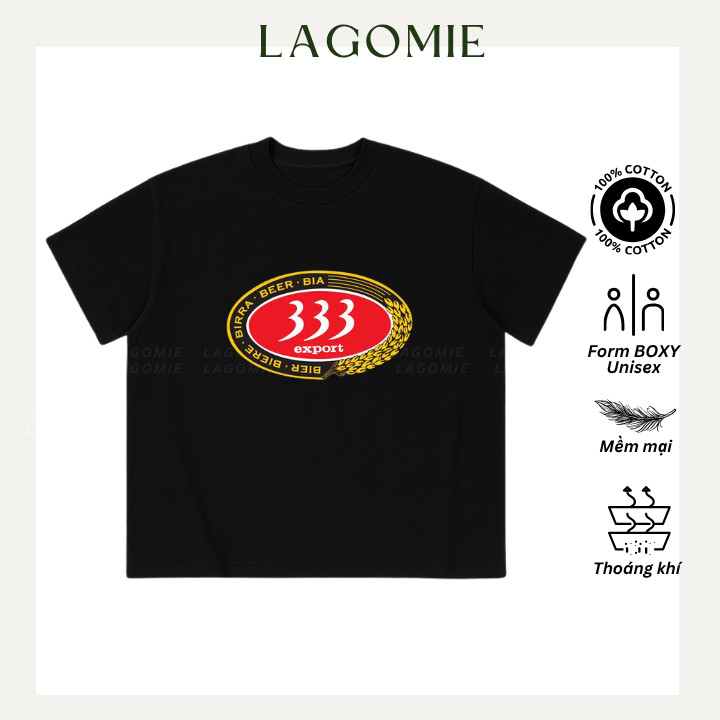 Áo Thun Boxy Local Brand In Hình BIA 333 Cotton 100 Nam Nữ Unisex Thương Hiệu LAGOMIE