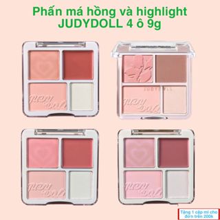  Bảng phấn má hồng và bắt sáng JUDYDOLL 4 ô tone lì mềm mịn trang điểm tự nhiên lâu trôi 9g 