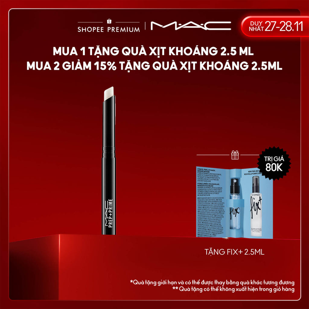 Son lót môi cấp ẩm mịn mượt và giúp lên màu son chuẩn xác MAC Prep + Prime Lip - Lip Balm 1.7g