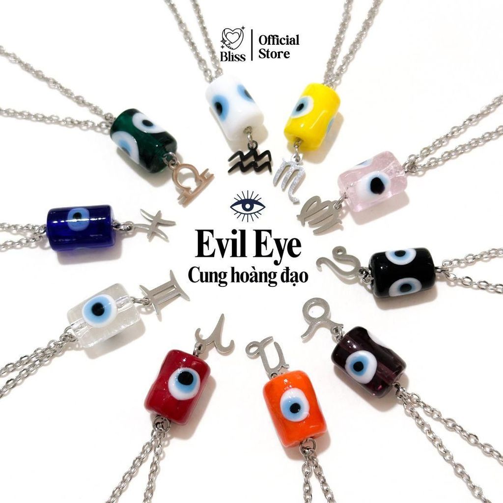 [Độc quyền - BST BẬT AURA] Dây chuyền thép không gỉ Lu thống Evil eye phối charm cung hoàng đạo Blis