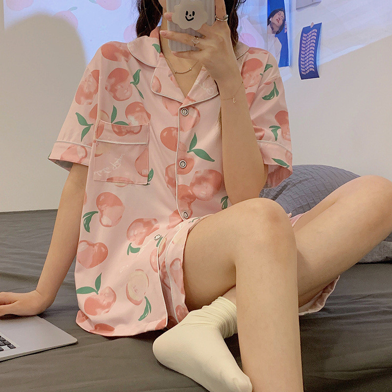 Bộ đồ ngủ LA1 nữ ngắn tay phong cách Hàn Quốc, phù hợp mùa hè