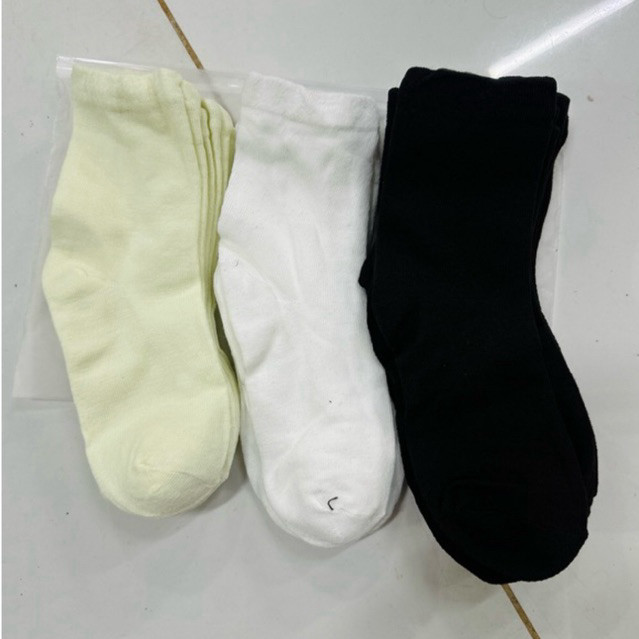 Set 10 đôi tất nữ cổ cao trơn basic 3 màu, cotton mỏng co giãn, đi học đi làm siêu xinh | BigBuy360 - bigbuy360.vn