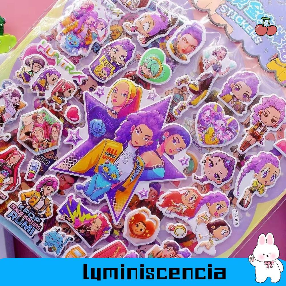 LUMINISCENCIA Kpop Demon Hunters Sticker, Kawaii Hai Lớp Anime Sticker, Kpop Hot Stamping Laser Cut 