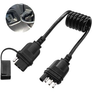 Cáp cuộn dây mở rộng Trailer phẳng 4 chiều, Dây kéo mở rộng dây kéo 4 chân Nam và Nữ có thể co giãn cuộn có nắp bụi 36 "/ 3 FT 18 Guage