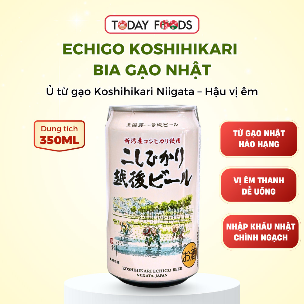 Bia Nhật Echigo Koshihikari 5% 350ML – Bia gạo Niigata thủ công cao cấp