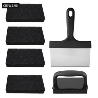 7x Griddle Cleaning Griddle Scraper có tay cầm cho gia đình chen Thịt nướng Cắm trại Grill Cleaner