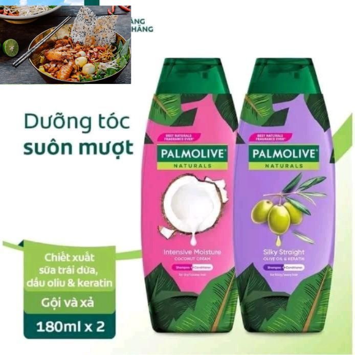 COMBO 2 - Dầu gội pamolive sữa trái dừa 180ml - Dầu gội pamolive dầu oliu & keratin 180ml