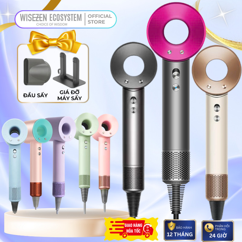 Máy Sấy Tóc Wisezen Tạo Kiểu 2 Chiều Nóng Lạnh Ion âm Có 4 Chế độ Sấy Tặng Kèm đầu Sấy Nhiều Mức độ điều Chỉnh