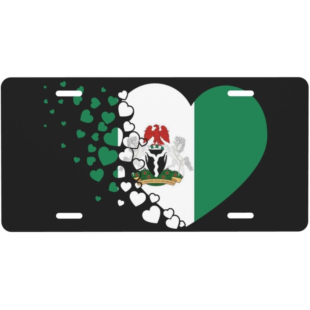 Nigeria Nigeria Hình Trái Tim Cờ Biển Số Dành Cho Nam Nữ Cá Tính Trang Trí Xe Phía Trước Ốp điện tho