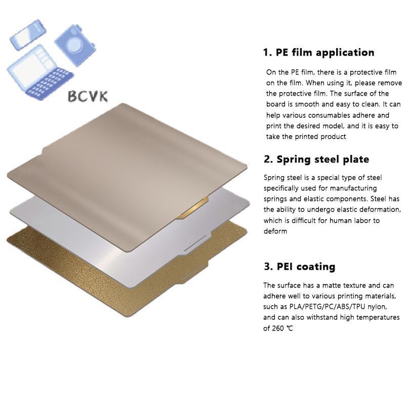 [BCVK] Dành cho Bambu Lab X1 P1P P1S Tấm xây dựng PEI / PET / PEO / PEY / PEI Kết cấu phim Thép lò x