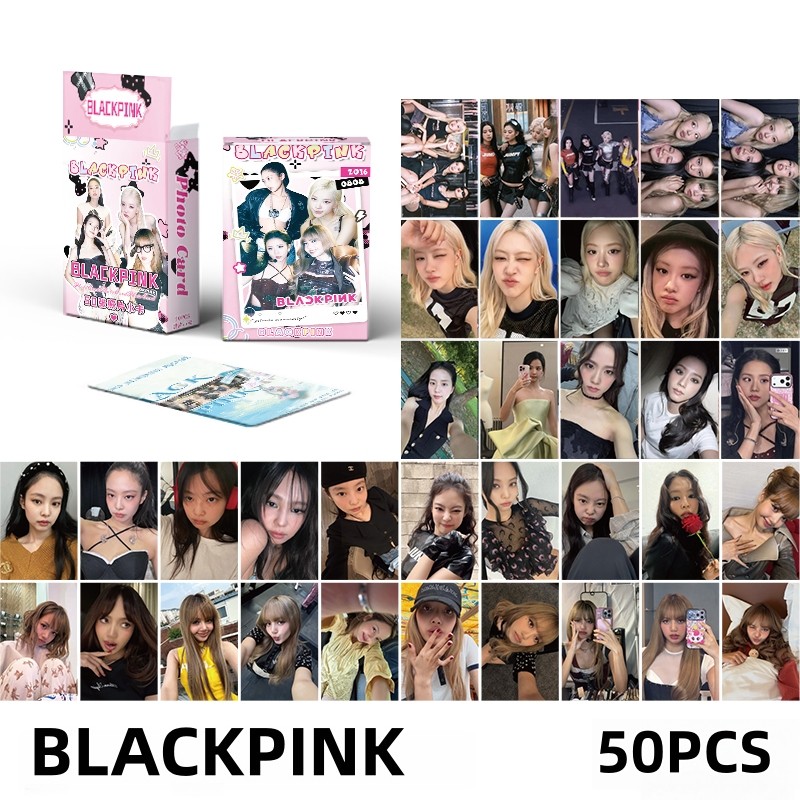 50 Cái / hộp Black-Pink (G) IDLE IVE Photocards Album Lomo Cards GIDLE Đen Hồng Kpop Bưu Thiếp LETAO