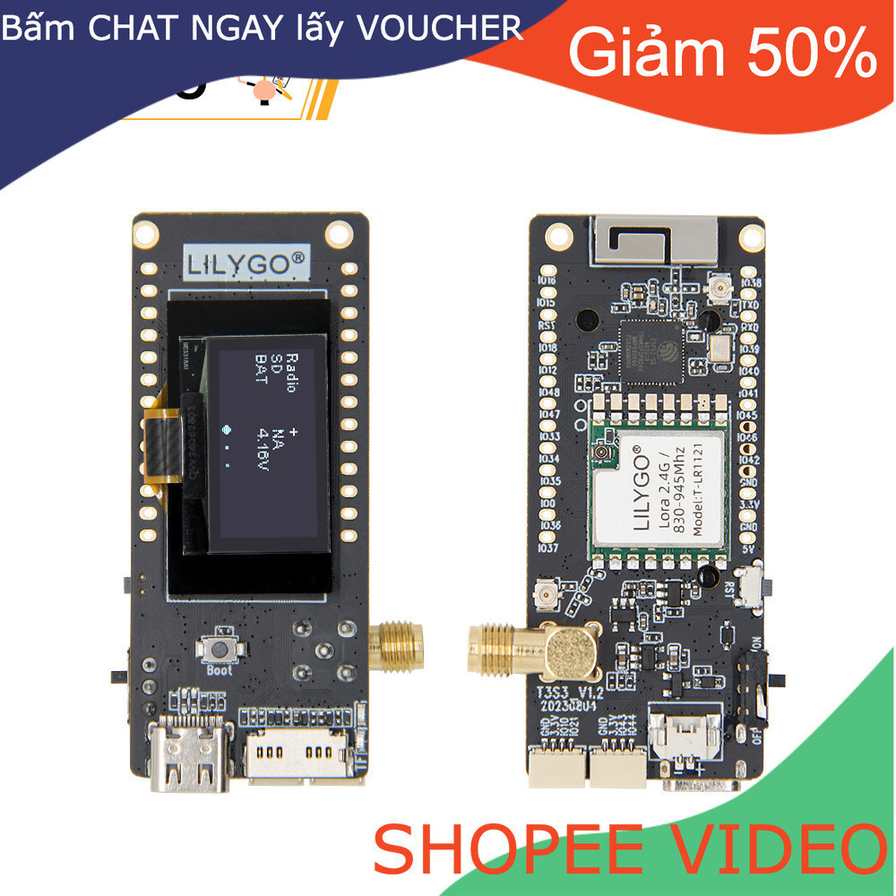 (Ship2Tuan) LILYGO®T3S3-LR1121/2.4G ESP32-S3 với 0.96 inch OLED bảng phát triển mô-đun