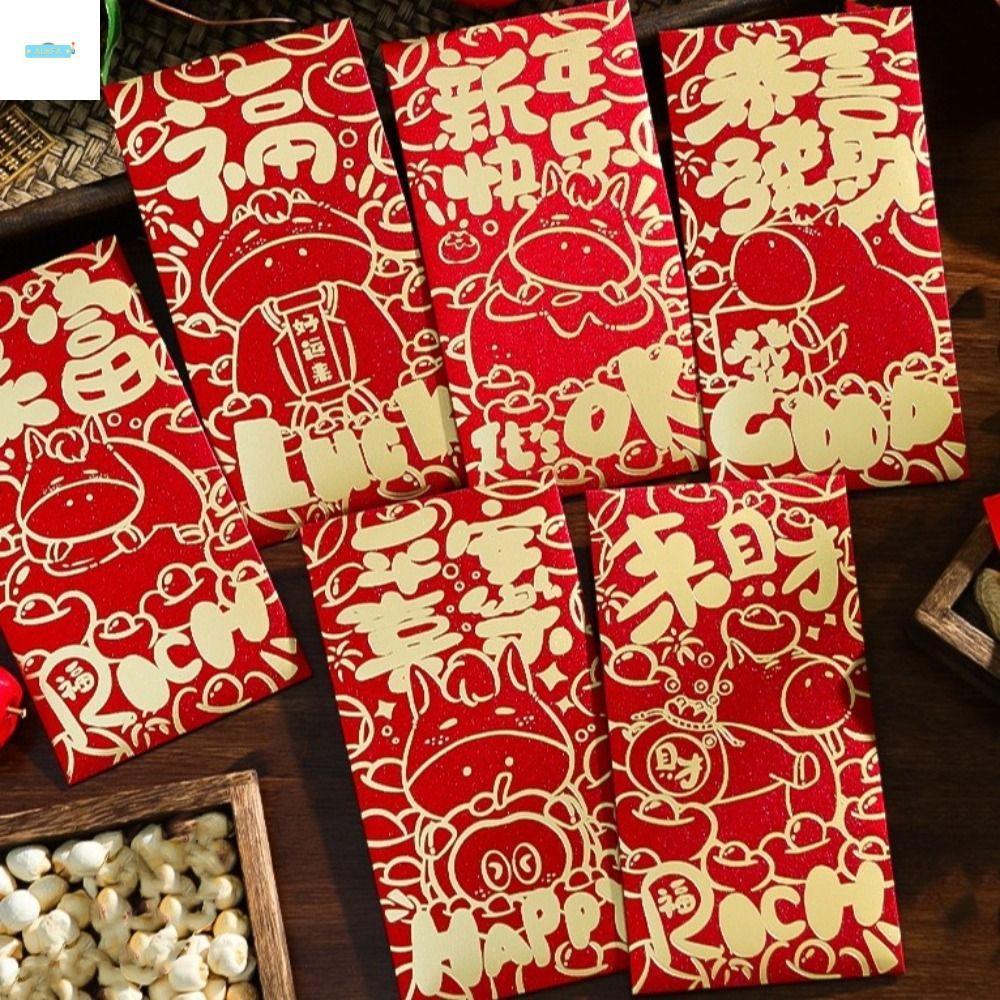 bao lì xì tết 2026 bao lixi độc lạ 6 Túi Đựng Tiền Giấy Lễ Hội Tiếp Liệu Lễ Cưới