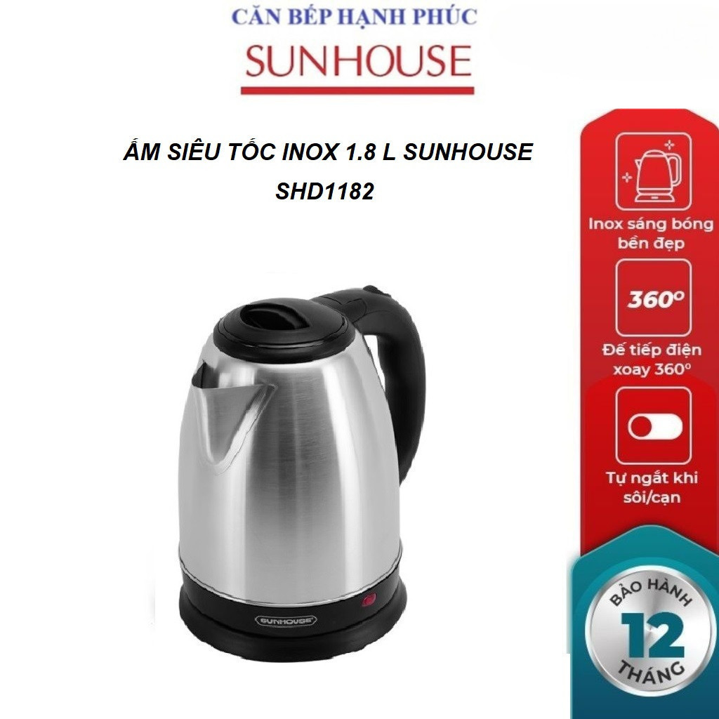 Ấm siêu tốc inox SUNHOUSE SHD1182