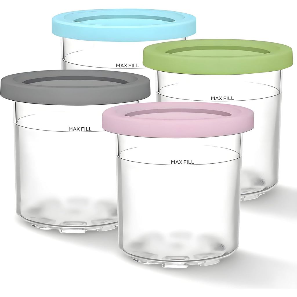 Thay thế cho Ninja Creami Pints 4 gói, Pints Creami 16oz Tương thích với Máy làm kem Creami Series N