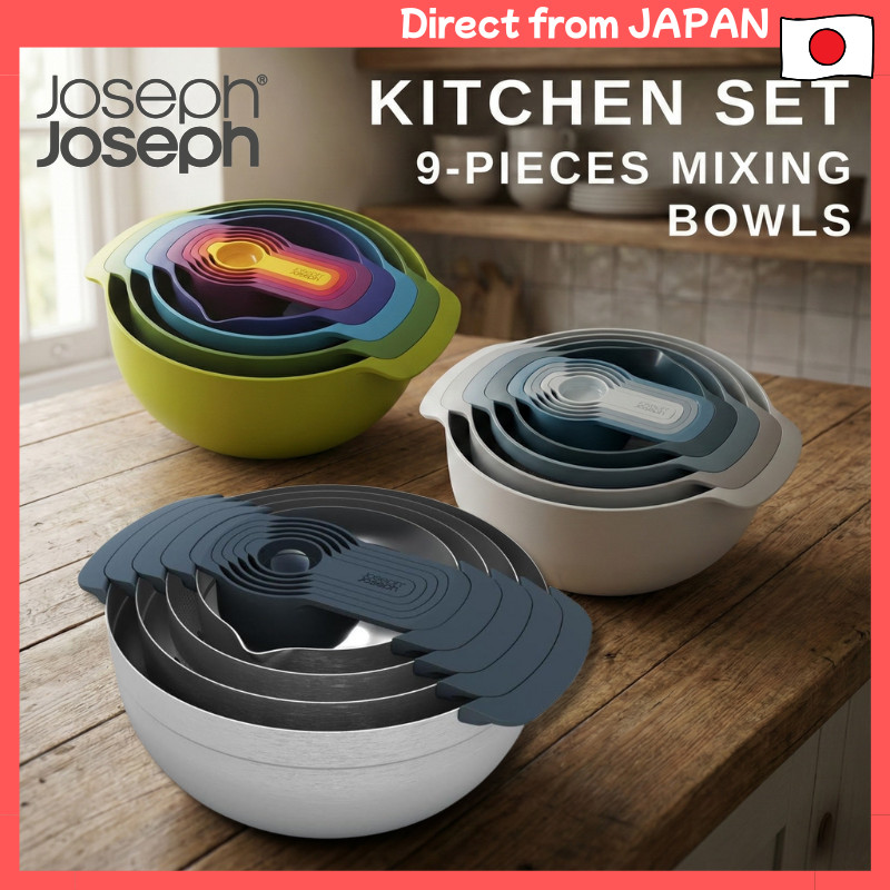 Joseph Joseph Nest 9 Plus Kitchen Set – 9-Piece Mixing Bowls, Colander & Measuring Cups – BPA-Free