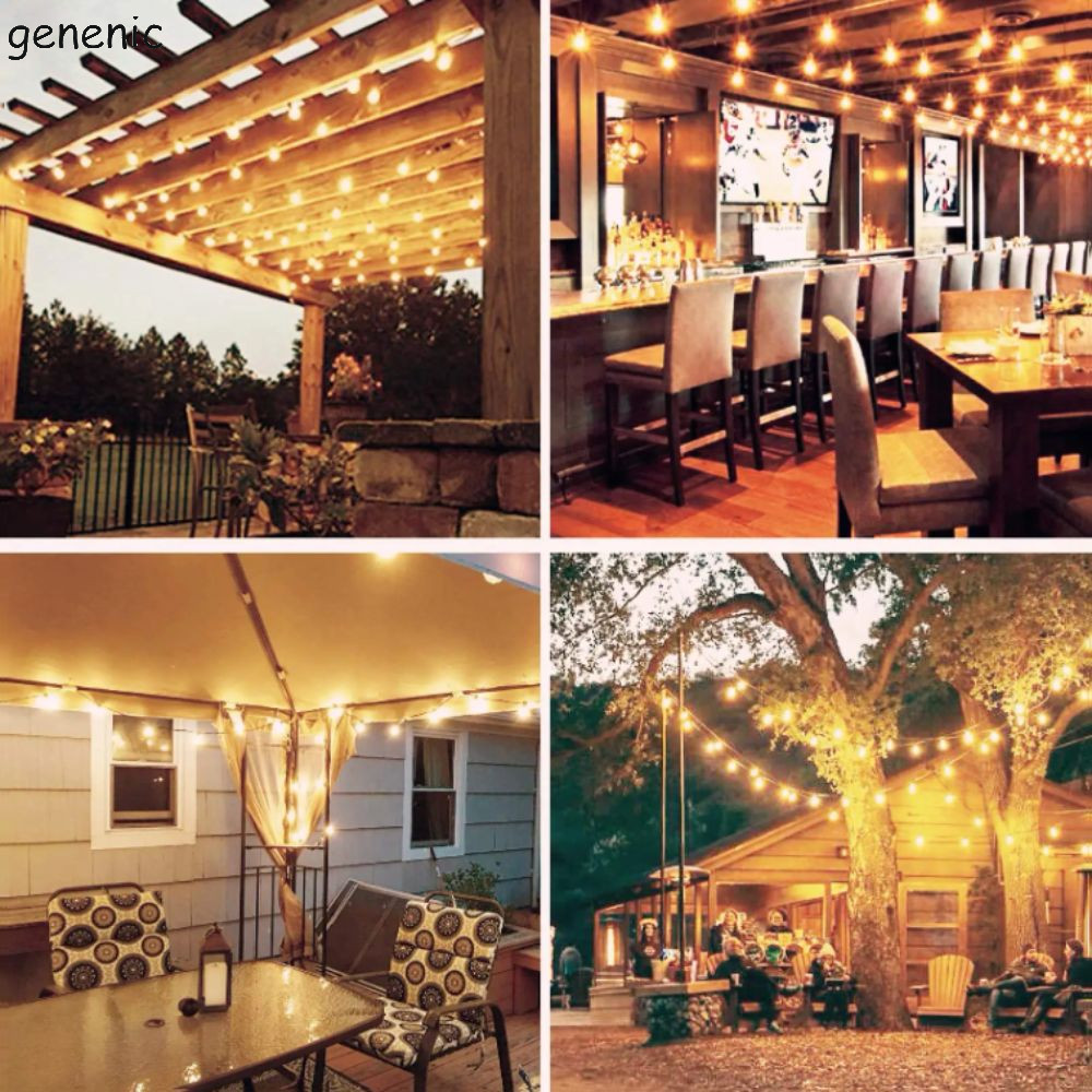 Đèn dây ngoài trời GENENIC, phích cắm EU US Đầu ra điện áp rộng G40 Đèn dây quả cầu LED, Thiết kế ch