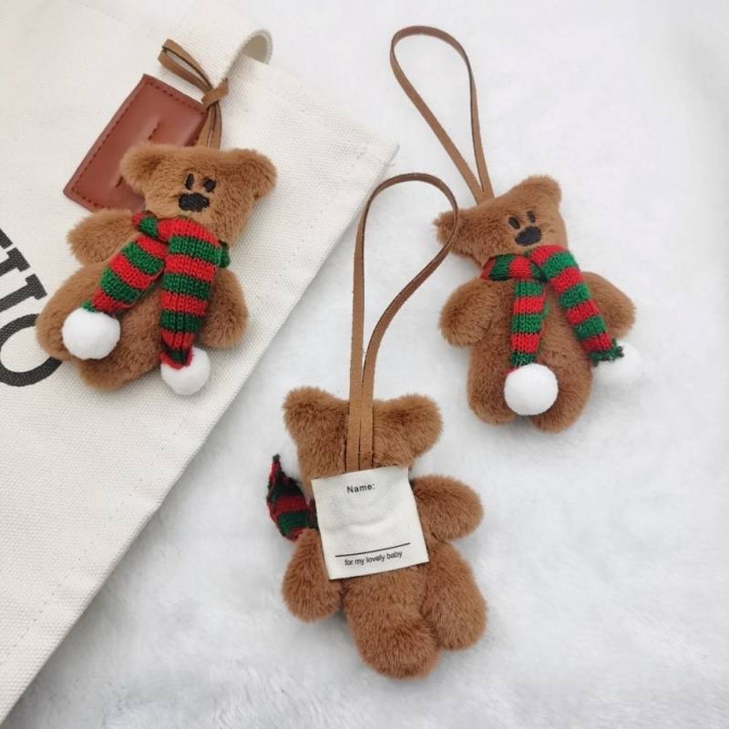 Scarf Cute Christmas Head Tilt Bear Pendant Bean Christmas Gift j67E