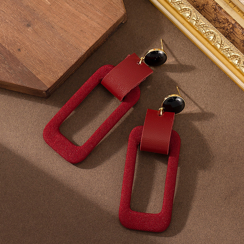 Bông Tai Ankara Ngọc Trai Đỏ Retro, Phong Cách Thanh Lịch với Chất Liệu Kim Bạc