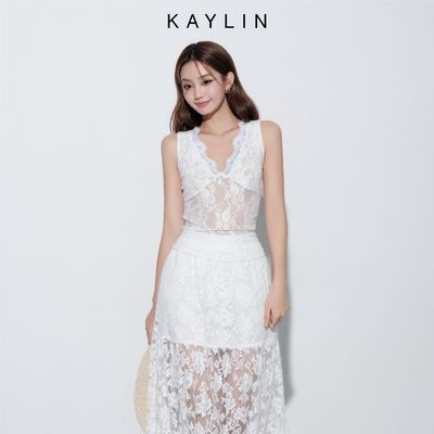 Áo kiểu KAYLIN ren lưới chất vải lụa ren mềm phong cách gợi cảm sexy - N2355