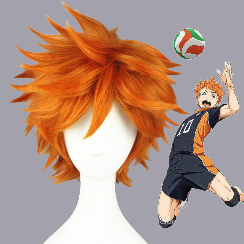 Tóc giả cosplay Hinata Shouyou Haikyuu màu cam, phù hợp cho role-play bóng chuyền