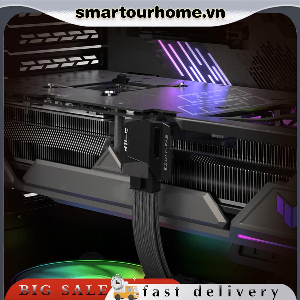 [smartourhome.vn] Đầu nối nguồn GPU 600W 12 + 4pin Góc phải 90 độ 16pin 12VHPWR PCI-e 5.0 16pin Bộ c
