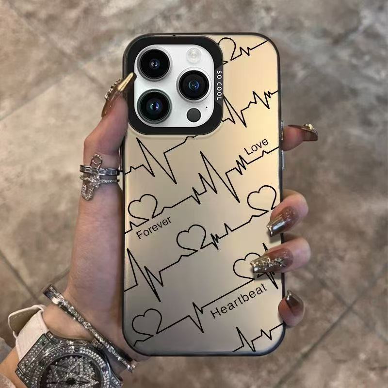 Ốp bảo vệ họa tiết trái tim EKG cho iPhone 17 16 15 14 13 12 11 Pro Max Plus Vỏ điện thoại chống sốc