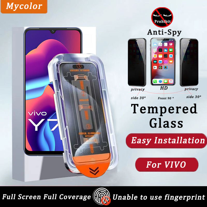 Kính Cường Lực Khung Tự Dán Lấy Rút Hút Bụi Chống Nhìn Trộm Cho VIVO Y97 Y95 Y93 Y91 Y76s Y75 Y73 Y7