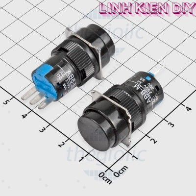 [2 Cái]- LA16-11 Nút Nhấn Nhả 16mm 3 Chân Màu Đen Linh Kiện DIY