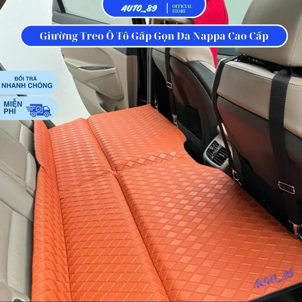 Giường Treo Ô Tô Gấp Gọn Da Nappa Cao Cấp, Ghế Nằm Trên Ô Tô, Đệm Giường Ngủ Ghế Sau Xe Hơi Dạng Tre