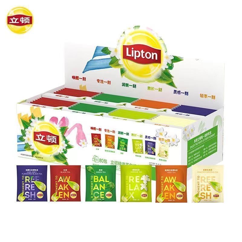 Sản phẩm mới Có sẵn Túi trà Lipton Kết hợp nhiều hương vị 80 túi Trà đen Lipton Trà xanh đóng gói ri