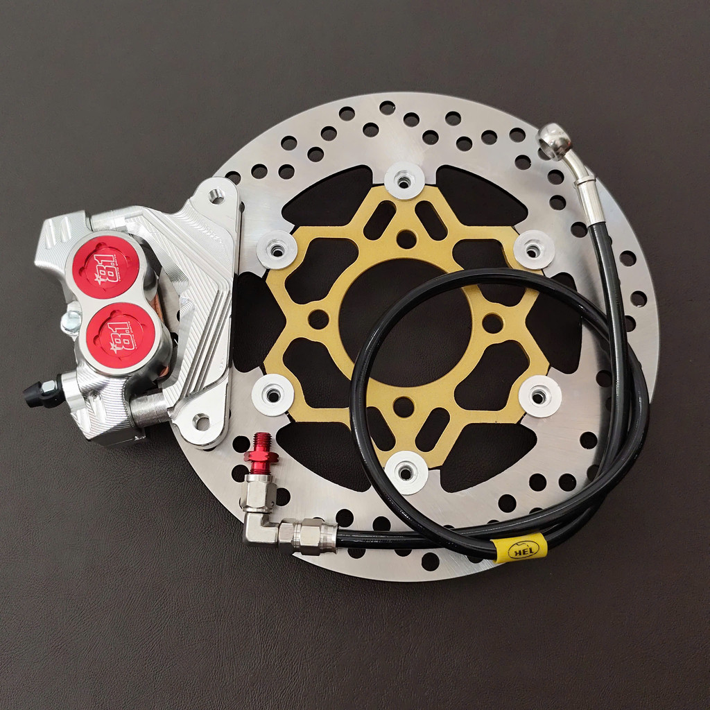 [ combo Wave 110/RSX/Fu Led ] Heo 81 CNC 4 pis ( ĐỎ )+ PÁT + ĐĨA 220mm ( 4 lỗ - PVN912 ) + Dây dầu 9