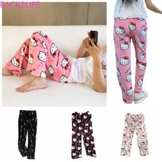  Lưng2 Quần Ngủ Lông Cừu San Hô Co Giãn In Hình Mèo kitty Đáng Yêu 