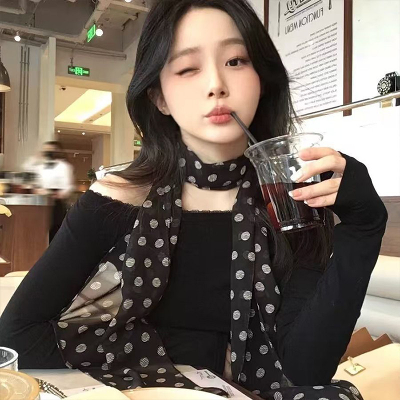 🔥Hàn Quốc dài chấm bi khăn quàng cổ nhẹ sang trọng khăn quàng cổ cao cấp cổ điển khí chất giản dị chống nắng cà vạt đa | BigBuy360 - bigbuy360.vn