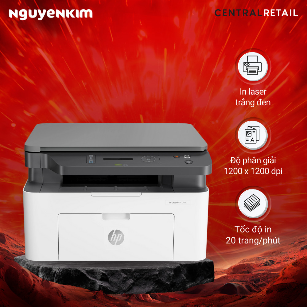 Máy in laser đen trắng đa chức năng HP Laser MFP 136W 4ZB86A