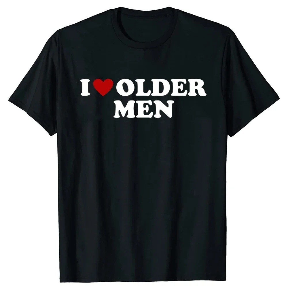 Áo nam có sẵn Funny I Love Older Men T Shirts Red Heart Summer Graphic