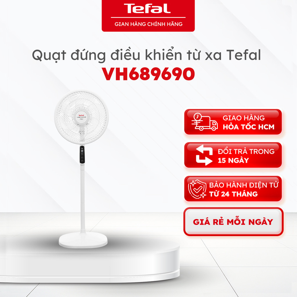 Quạt đứng Tefal Turbo Silence Plus VH689690, 6 cánh, 80W, có điều khiển từ xa| Bảo hành 24 tháng