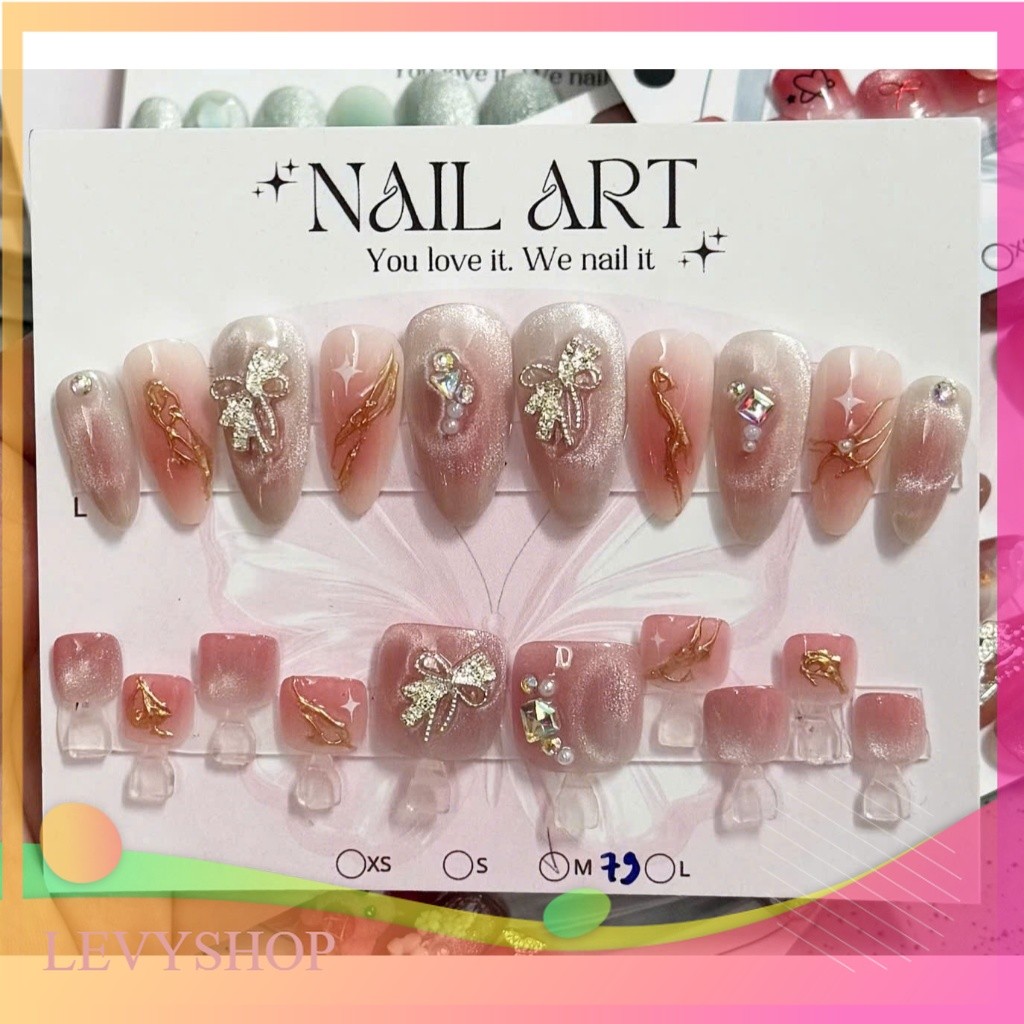 Bộ Móng Tay Chân Giả Nail Box Dáng Dài / Ngắn / Thiết Kế / Đính Đá M79 S55 M79