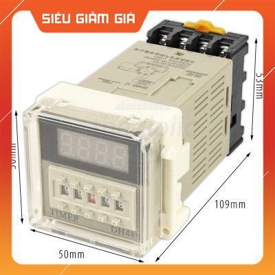 DH48S-1Z Rơ Le Thời Gian, Timer 0.01S-99H99M 12V 1NO 1NC Kèm Đế SmartFix Linh Kiện