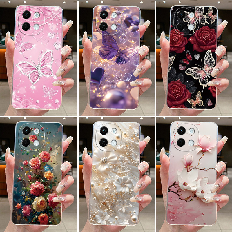 Dành Cho Tecno Spark 30 5G Ốp Lưng Tecno KL8 Rõ Ràng Sang Trọng Thời Trang Bướm Hoa Mềm TPU Silicon 