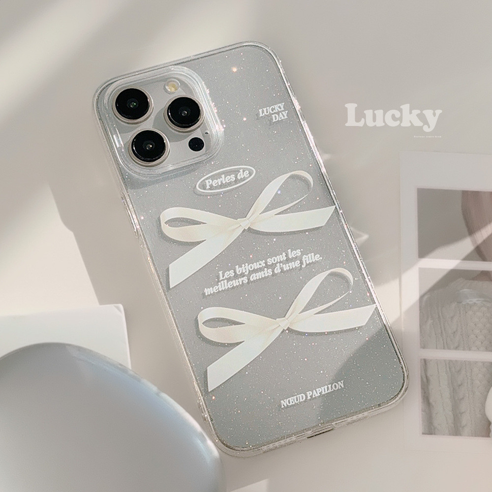 Luxury French text lucky day glitter TPU for iPhone 17 11 13 14 15 16 12 Pro Max 17 Pro Max shockpro