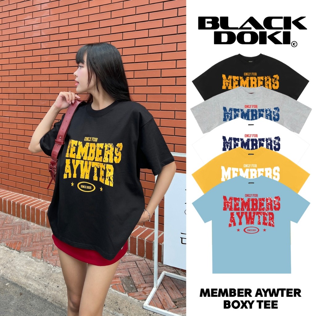 Áo thun form boxy BLACKDOKI-Members aywter , áo phông form rộng tay lỡ chất cotton 260gsm unisex