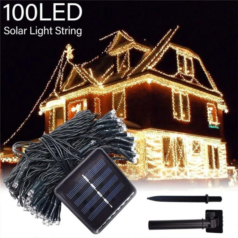 Dây Đèn LED Năng Lượng Mặt Trời Trang Trí Sân Vườn - 100/200 bóng, chống nước, trang trí ngoài trời