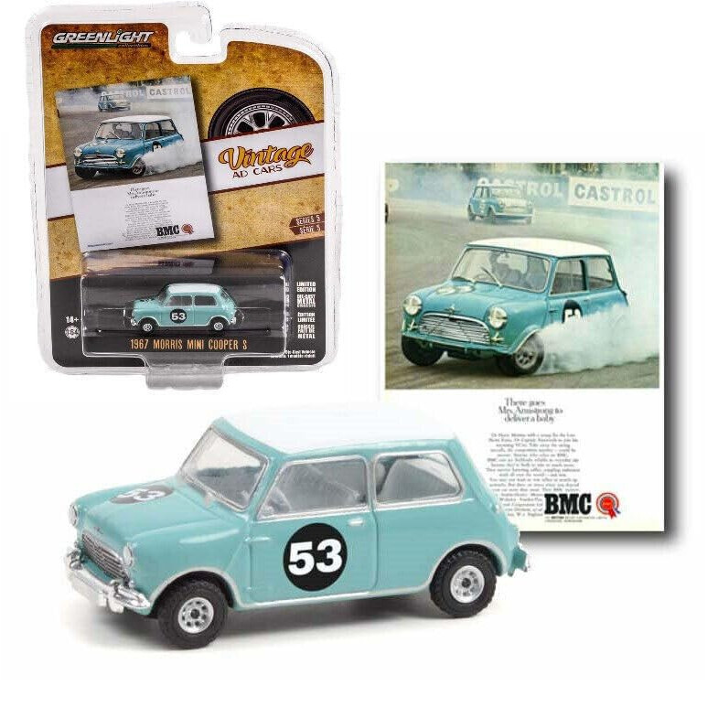 Đèn xanh 1/64 Morris Mini Cooper S màu xanh  
Greenlight Vintage Ad Cars Morris Mini Cooper S mô hìn