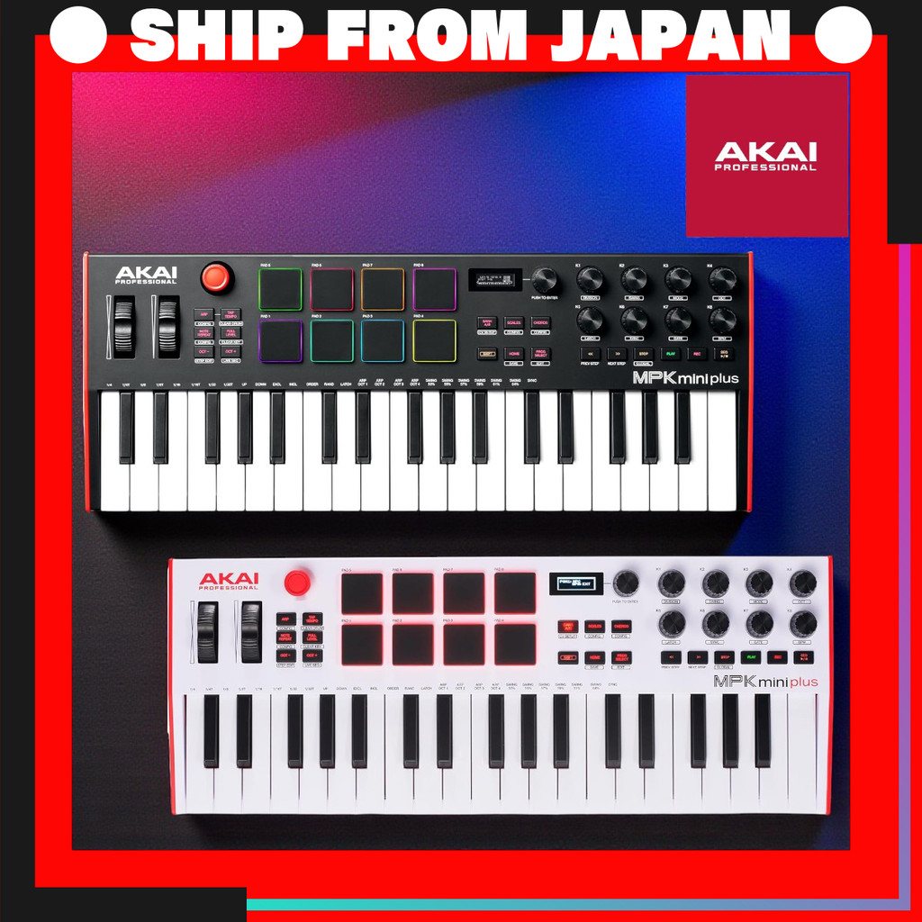 37-Key AKAI MPK Mini Plus USB MIDI Keyboard Controller - Black/ White [Direct from Japan]