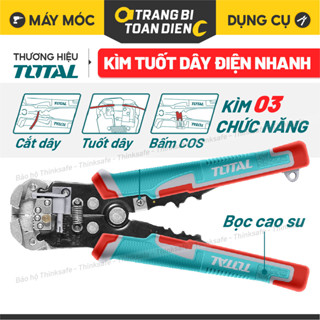  Kìm tuốt dây điện tự động Total THT15246 với 3 chức năng tuốt cắt uốn dây điện đồng nhôm tay cầm bền thoải mái 
